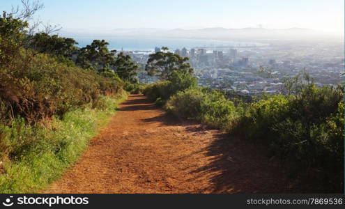 Hiking trail and view at Cape Town, South Africa