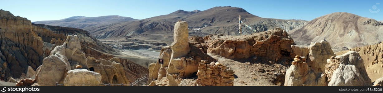 Hill and Khyunglung caves in the Garuda Valley, Tibet