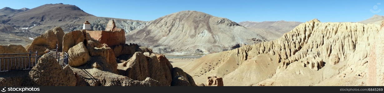 Hill and Khyunglung caves in the Garuda Valley, Tibet