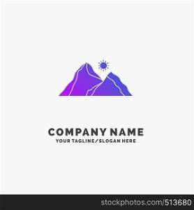 hill, landscape, nature, mountain, scene Purple Business Logo Template. Place for Tagline.. Vector EPS10 Abstract Template background