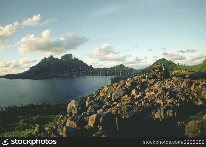 Hills at the waterfront, Bora Bora, Society Islands, French Polynesia