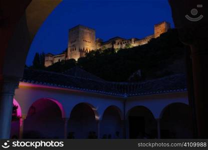Hilltop castle in Granada, Andalusia, Spain, Alhambra