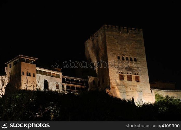 Hilltop castle in Granada, Andalusia, Spain, Alhambra