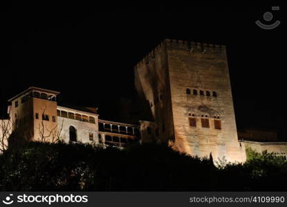 Hilltop castle in Granada, Andalusia, Spain, Alhambra