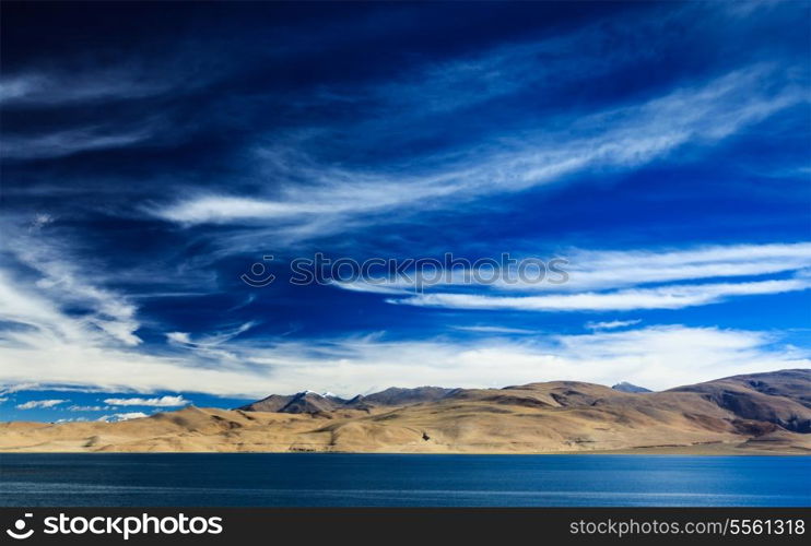 Himalayan lake Tso Moriri lake in Himalayas, Ladakh, India