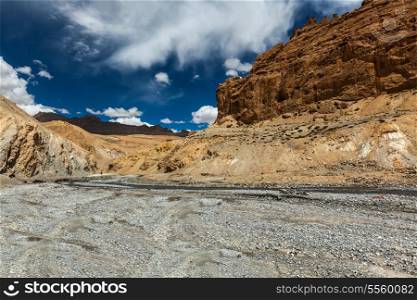 Himalayan landscape in Hiamalayas near Baralacha La pass. Himachal Pradesh, India