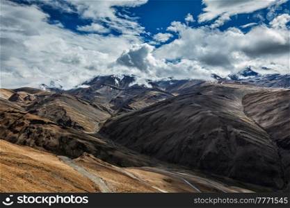 Himalayan landscape near Tanglang-La pass in Himalayas along Manale-Leh road. Ladakh, India. Himalayan landscape near Tanglang-La pass. Ladakh, India