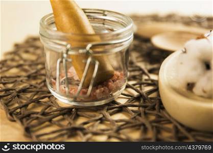 himalayan salt glass jar with pestle