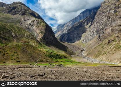 HImalayas mountains and Himalayan landscape in Lahaul valley, India