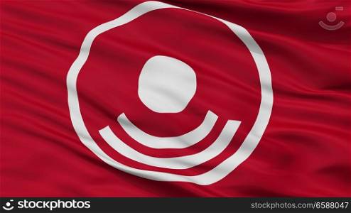 Himi City Flag, Country Japan, Toyama Prefecture, Closeup View. Himi City Flag, Japan, Toyama Prefecture, Closeup View