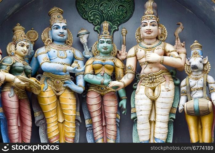 Hindu deities in the Minakshi Sundareshvara Temple in Madurai in the Tamil Nadu region of southern India.