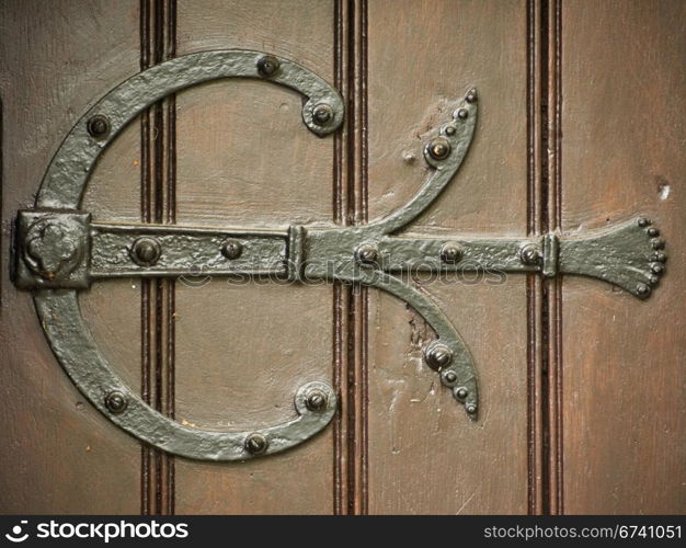 Hinge-Matthew Church. hinge on a door of Matthew Church in Berlin-Steglitz, Germany