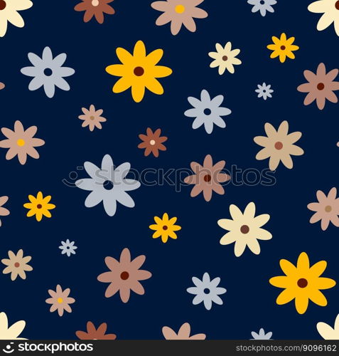 Hippie flowers boho seamless background. floral retro pattern