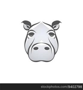Hippo head vector icon design template. Animal head vector illustration.