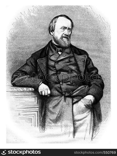 Hippolyte Flandrin, vintage engraved illustration. Magasin Pittoresque 1867.