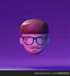 Hipster head with empty space, 3d render illustration