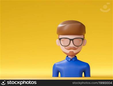 Hipster head with empty space, 3d render illustration