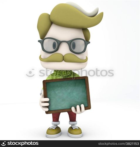 Hipster Man Holding Chalkboard