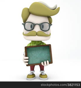 Hipster Man Holding Chalkboard