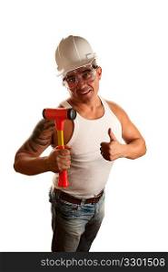 Hispanic contractor giving a thumbs up sign