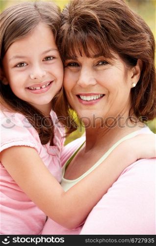 Hispanic grandmother and granddaughter