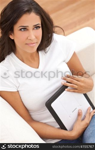 Hispanic Latina Young Woman Girl with Tablet Computer