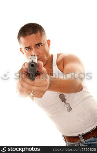 Hispanic Man with Gun