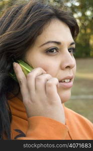 Hispanic woman on the phone