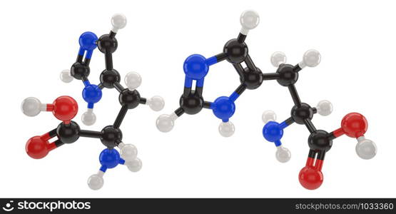 Histidine molecule structure 3d illustration with clipping path