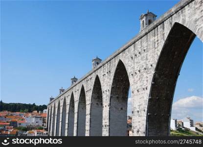 historic aqueduct in the city of Lisbon built in 18th century, Portugal