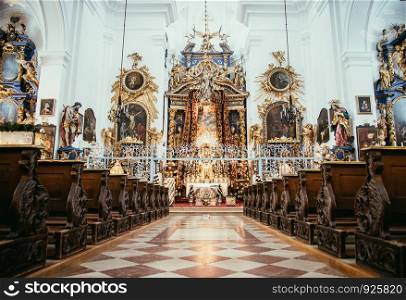 Historic baroque church in Austria, golden ornaments