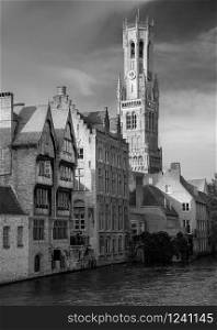 Historic buildings along the canals of Bruges, Belgium