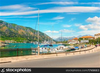 Historic city of Kotor at Bay of Kotor in summer, Montenegro