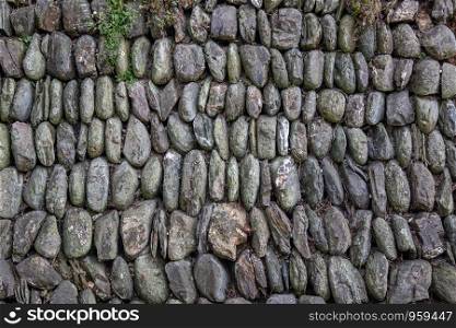 Historic dry stone wall built in traditional Cornish style