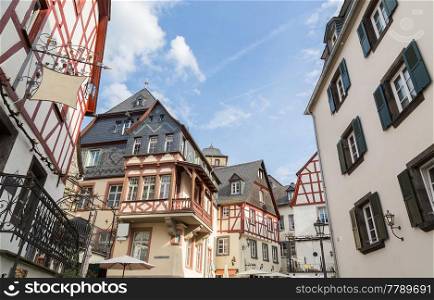 Historic house facades in Beilstein on the Mosel.. Historic house facades in Beilstein on the Mosel