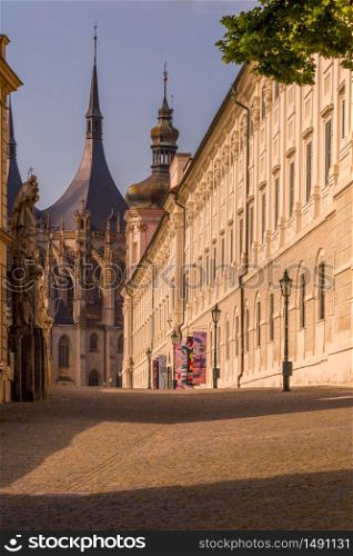 Historic houses and streets in the center of Kutna Hora in the Czech Republic, Europe. UNESCO World Heritage Site.
