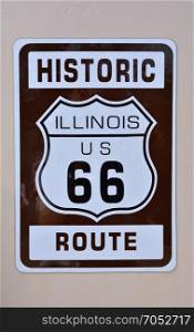 Historic Illinois Route 66 brown sign.