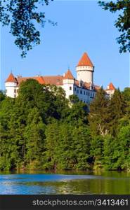 Historic medieval Konopiste Castle in Czech Republic ( central Bohemia, near Prague ) and summer pond near