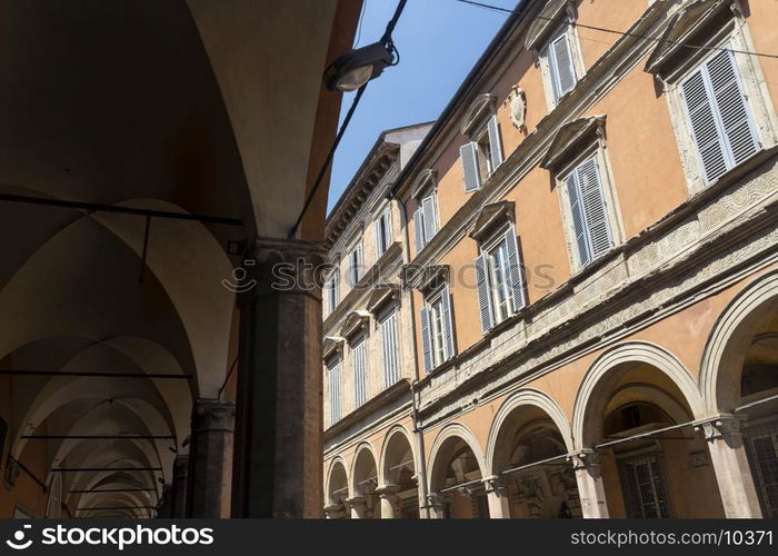 Historic palace of Bologna, Emilia Romagna, Italy, with portico