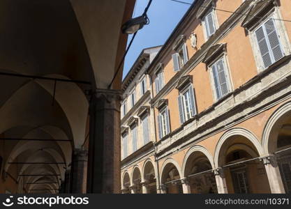 Historic palace of Bologna, Emilia Romagna, Italy, with portico