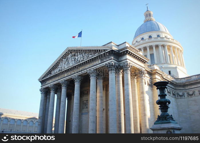 Historic Pantheon in the Quartier Latin district in Paris, France .. Historic Pantheon in the Quartier Latin district in Paris, France