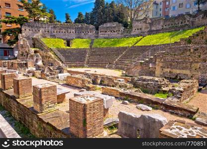 Historic Roman Theatre of Trieste ruins view, Friuli Venezia Giulia region of Italy
