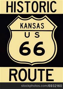 Historic Route 66 sign in Kansas.