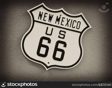 Historic Route 66 sing in New Mexico, Usa.