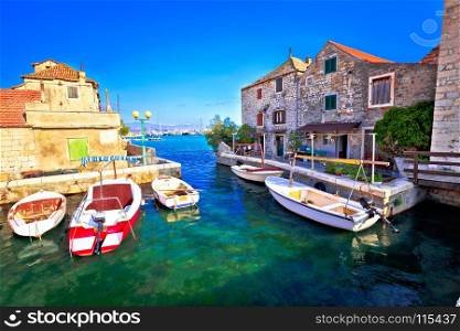 Historic stone architecture in Kastel Gomilica waterfront, Dalmatia region of Croatia