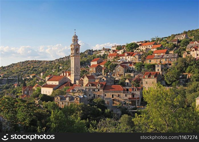Historic stone village of Lozisca on Brac island, Dalmatia, Croatia
