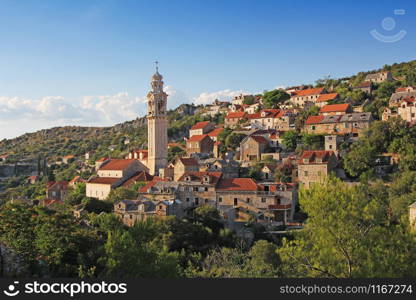 Historic stone village of Lozisca on Brac island, Dalmatia, Croatia