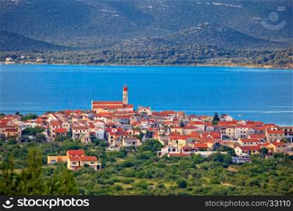 Historic town of Betina skyline view, island of Murter, Croatia