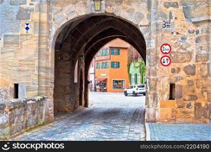 Historic town of Dinkelsbuhl tower gate view, Romantic road of Bavaria region of Germany
