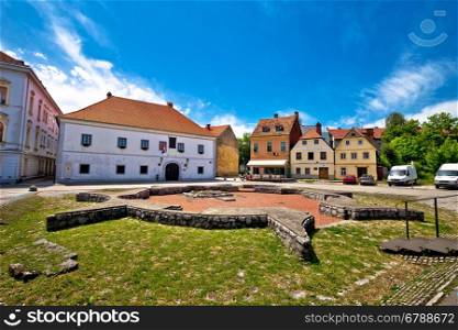 Historic town of Karlovac square view, central Croatia